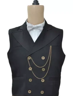 Gilet Opéra steampunk vintage noir croisé Déguisements Halloween