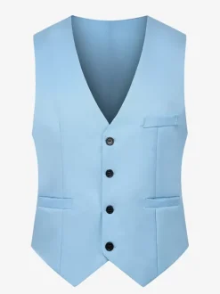 Gilets habillés pour hommes décontractés chics col en V poches noir
