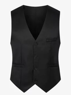 Gilets habillés pour hommes décontractés chics col en V poches noir