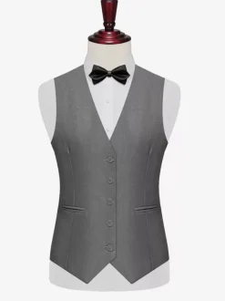 Gilets Habillés Vintage Hommes Business Boutons Bleu Marine Foncé