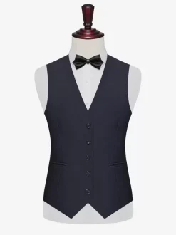 Gilets Habillés Vintage Hommes Business Boutons Bleu Marine Foncé