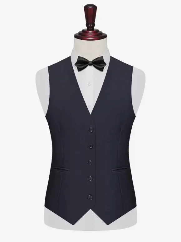 Gilets Habillés Vintage Hommes Business Boutons Bleu Marine Foncé