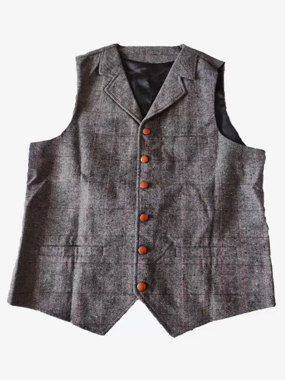 Gilets Habillés Vintage Hommes Business Chic Col Rabattu Boutons Bleu
