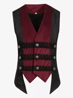 Gilet sans manches vintage bordeaux vintage costumes rétro pour homme Bourgogne
