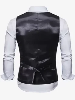 Gilets Habillés Hommes Mariage Confortable Col En V Boutons Argent Imprimé