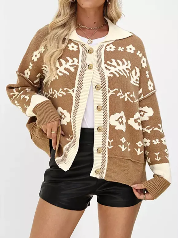 Gilet vintage en maille Fair Isle avec motif de couleur contrastée pour femme 2026