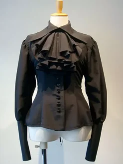 Gothic Lolita Blouses Noir manches longues Volants Lolita Top Lolita Shirt Déguisements Halloween