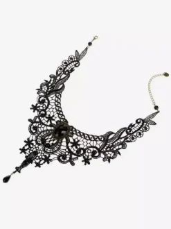 Gothic Lolita collier noir découpe coeur et fleur Lolita Collier Collier en dentelle Déguisements Halloween