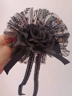Gothique Lolita Accessoires Fleurs Noires Volants Polyester Chapeaux Divers