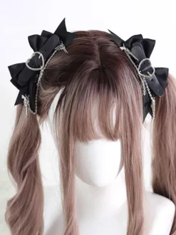 Gothique Lolita Accessoires Noir Chaînes N艙uds Couvre-chef Polyester Divers