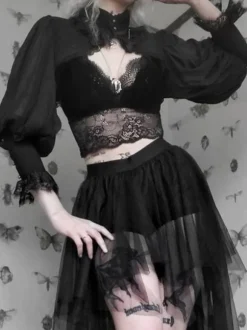 Gothique Lolita Cover-ups Noir Volants Top Dentelle Polyester Cover-Up Lolita Outwears