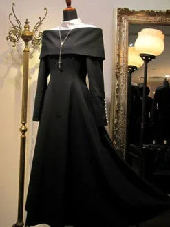 Gothique Lolita OP robe bouton plissé noir une pièce robe lolita Déguisements Halloween