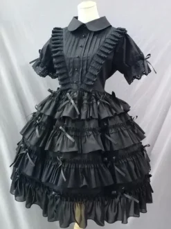 Gothique Lolita Robes Dentelle Arcs Noir