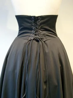 Gothique Lolita SK Coton Layered Ruffle Plissé Lace Up Jupe Lolita Noire Déguisements Halloween
