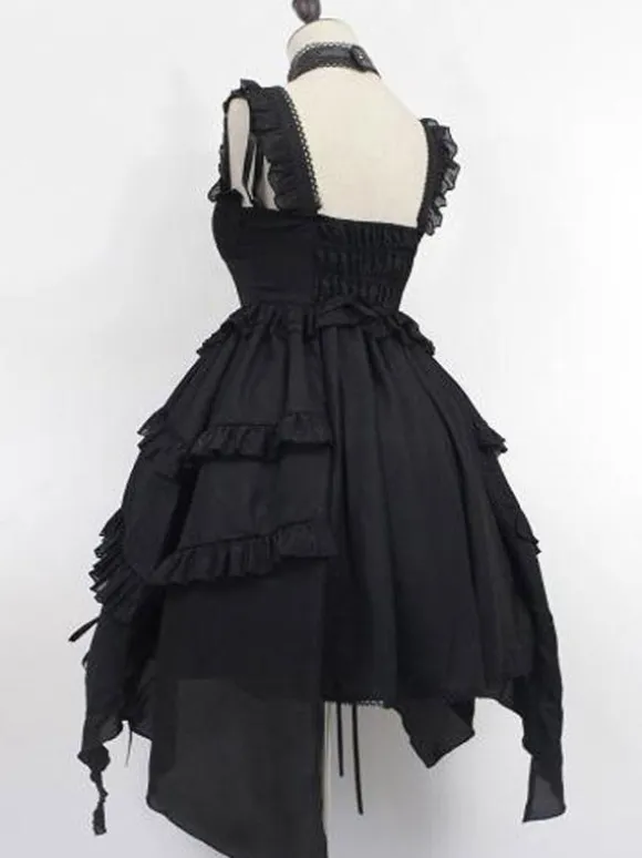 Gothique Lolita JSK Robe Dentelle Volants Lolita Jumper Jupes Déguisements