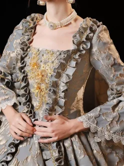 Gris Rétro Costumes Femmes Robe Style Vintage Européen Marie Antoinette Costume Robe De Bal Robe De Soirée Médiévale