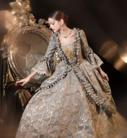 Gris Rétro Costumes Femmes Robe Style Vintage Européen Marie Antoinette Costume Robe De Bal Robe De Soirée Médiévale