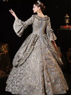 Gris Rétro Costumes Femmes Robe Style Vintage Européen Marie Antoinette Costume Robe De Bal Robe De Soirée Médiévale