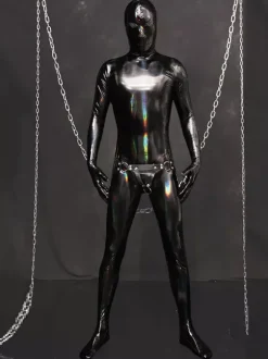 Halloween Combinaison intégrale pour homme effet mouillé avec fermeture éclair et entrejambe extensible