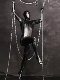 Halloween Combinaison intégrale pour homme effet mouillé avec fermeture éclair et entrejambe extensible