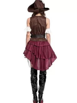 Halloween Costume De Pirate Café Femmes Top Déguisements Halloween Carnaval