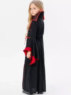 Halloween Costumes d'Halloween pour enfants Ensemble en polyester noir pour Halloween Robe à collier pour enfants