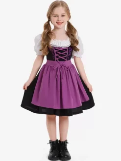 Halloween Costumes d'Halloween pour enfants Ensemble de polyester Halloween bleu ciel clair Robe pour enfants