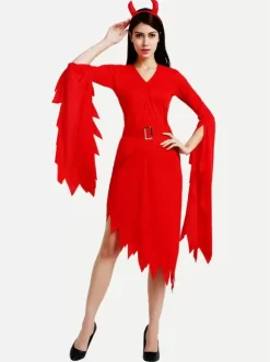 Halloween Costumes Marchandises de vacances Costumes de vacances Noël Fibre de polyester rouge sexy