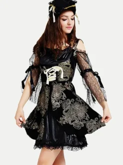 Halloween Costumes Marchandises de vacances Costumes de vacances Halloween Sexy Noir Fibre de polyester