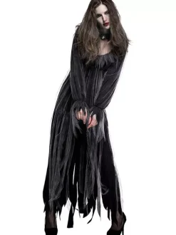 Halloween Costumes Zombie Cosplay Effrayant Noire Femme Robe Choker Tulle Costume Déguisement Halloween
