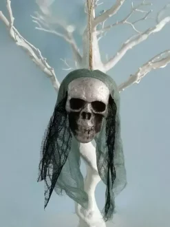 Halloween décorations effrayantes crâne en fibre de polyester violet