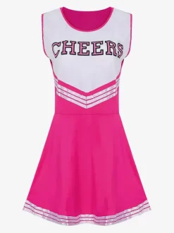 Halloween Déguisement Cheerleader Pom-pom Girl Adulte Pour Femmes Noir Sexy Polyester Robe Courte Vacances Costumes Ensemble Complet