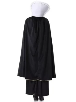 Halloween Ensemble de robe cape rétro noire pour costumes de vacances