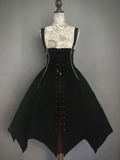 Halloween Robe gothique Lolita JSK Jupe pull noire à lacets Lolita Déguisements Halloween