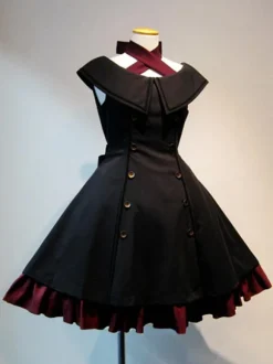 Halloween Robes Gothiques Lolita Volants Noir Style Militaire