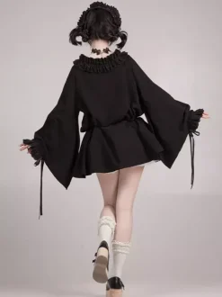 Halloween Robes gothiques Lolita en dentelle avec n艙uds et blocs de couleurs