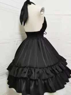 Halloween Robes Gothiques Lolita Volants À Lacets Noir Couches