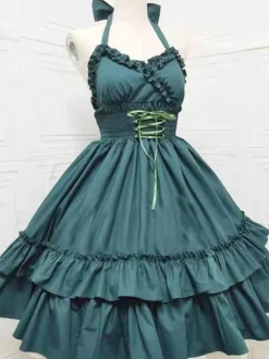 Halloween Robes Gothiques Lolita Volants À Lacets Noir Couches