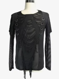 Halloween T-shirt transparent slim fit style punk rock gothique pour hommes