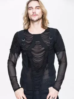 Halloween T-shirt transparent slim fit style punk rock gothique pour hommes