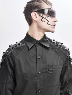 Halloween Chemises tendance à manches longues pour hommes Cyberpunk Dark Raglan
