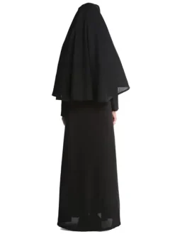 Halloween Costume de nonne d'halloween pour les femmes robe longue à capuche noire chapeaux Costume de vacances ensemble complet