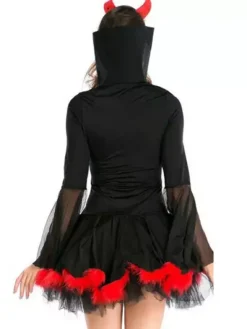 Halloween Costume De Sorcière Cosplay Vampire Femme Robe Courte Noire Rouge Déguisements Halloween