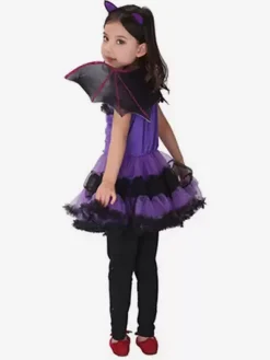 Halloween Costume Déguisements Halloween Chauve-Souris Enfants Robes Violettes Outfit 3 Piece Robe de Princesse Fille