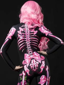 Halloween Costume Halloween Combinaison Zentai Squelette Tenue Rose