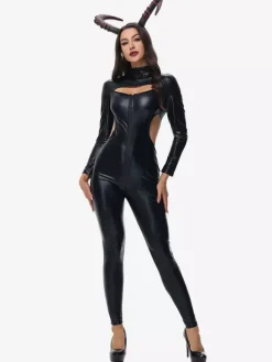Halloween Costumes de diable pour femmes noires ensemble de combinaison sexy costumes de vacances