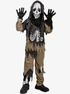 Halloween Costumes d'Halloween pour enfants Ensemble d'Halloween marron café Pantalon en polyester pour enfants Haut
