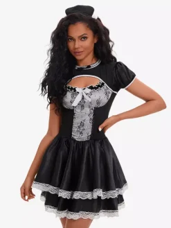 Halloween Costumes Sexy Déguisement Robe De Femme De Chambre Noire