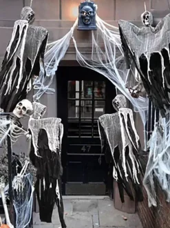 Halloween Décorations d'Halloween Accessoires de squelette d'Halloween en fibre de polyester grise