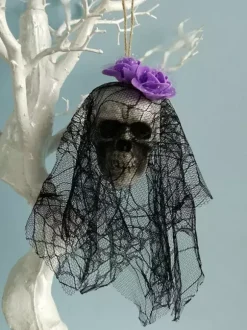 Halloween Décorations d'Halloween Fibre de polyester rouge Rose Crâne Décorations effrayantes